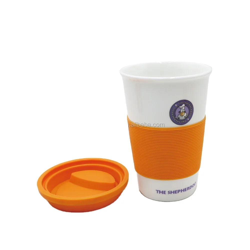 Wholesale  supplier ceramic sublimation travel porcelain cup custom ceramic coffee travel mug with silicone lid