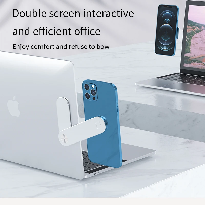 Laptop extended support mobile phone holder folding back stick live