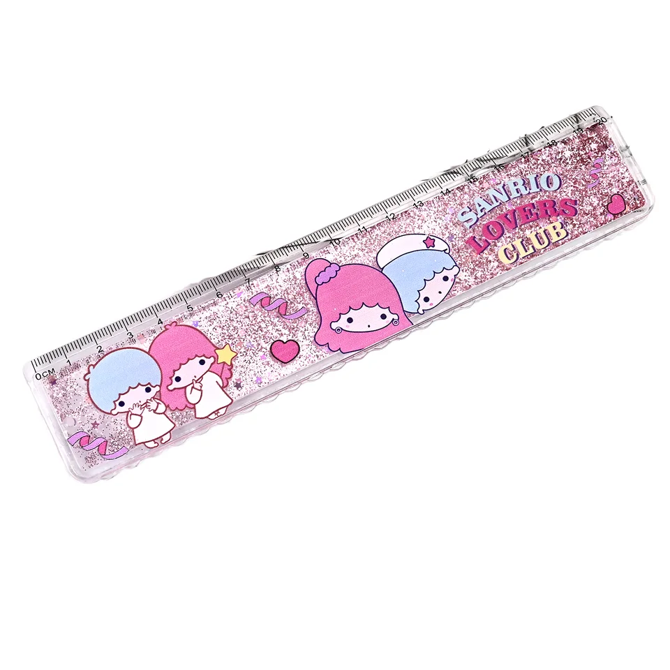 Custom cartoon acrylic liquid quicksand plastic acrylic stationery student office supplies ruler