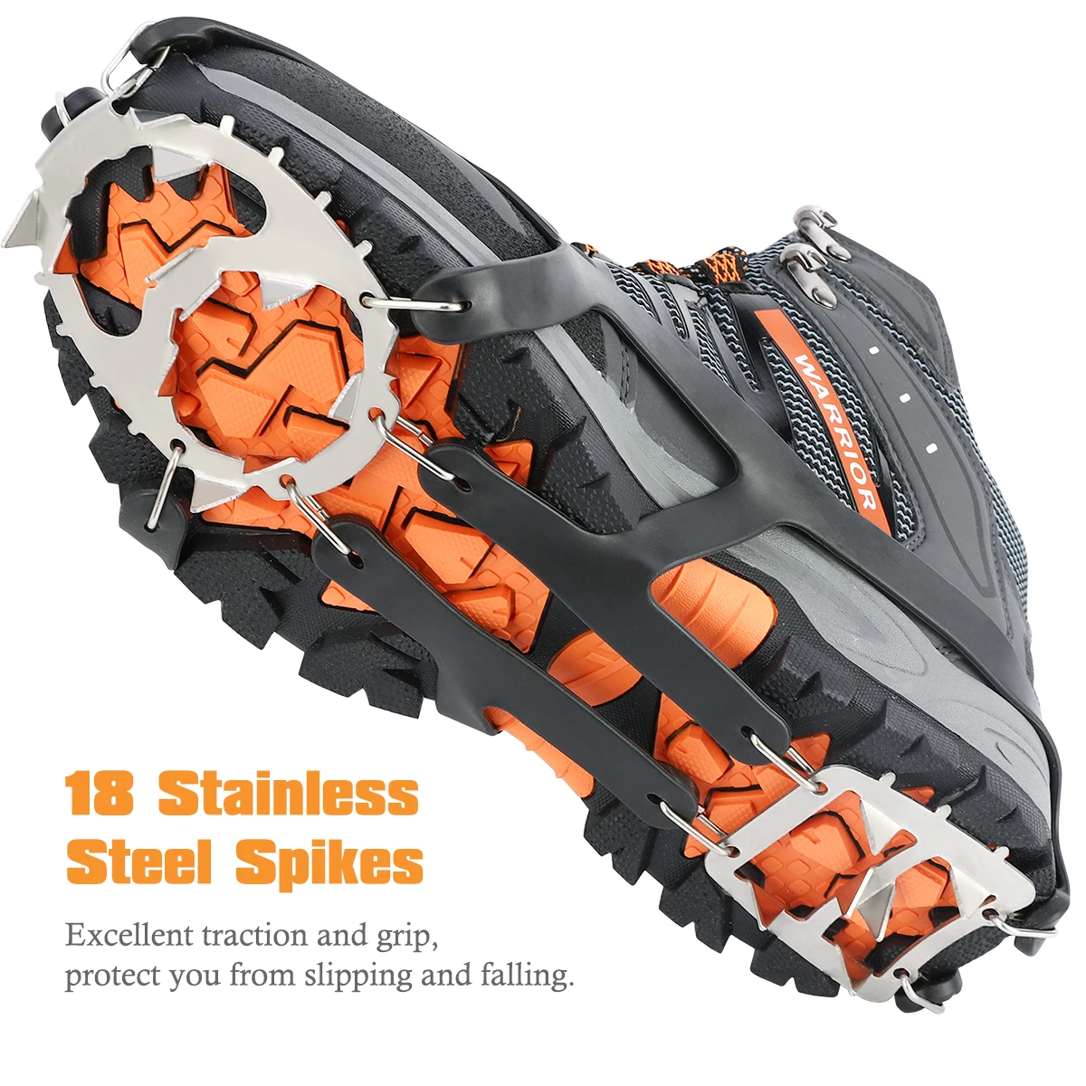 Колпачки для льда MoKo 1 пара, противоскользящие колпачки для ходьбы, пешего туризма, треккинга, альпинизма с 18 нержавеющими шипами