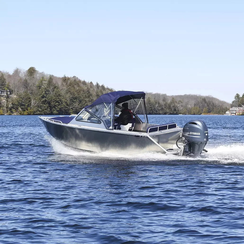 Soft Top All Weld  Aluminum Electric Sport  Fishing Boat with   forward mounted windshield