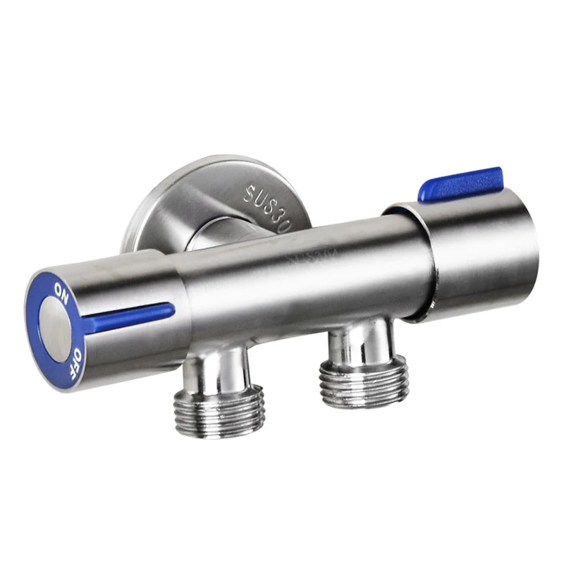 Factory wholesale 304 stainless steel G1/2 double control angle valve spray gun washing machine quick open water faucet