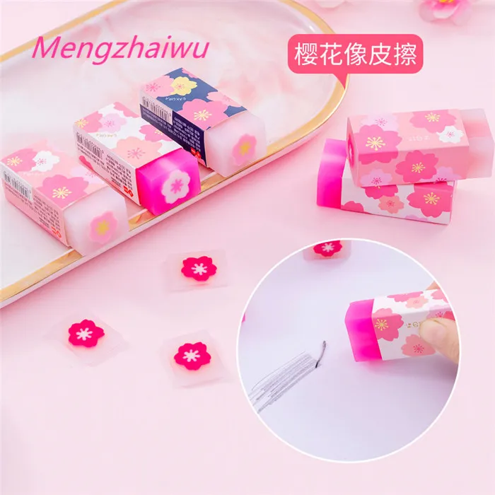 2020 school supplies korean kawaii stationery wholesale pink Beautiful flowers jelly rubber erasers for kids cute custom erasers