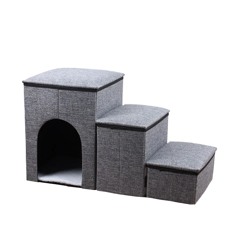 3 Steps  Folding Dog Step Stairs Foldable with a hole dog bed for High Bed & Sofa Pet Storage Stepper Safety