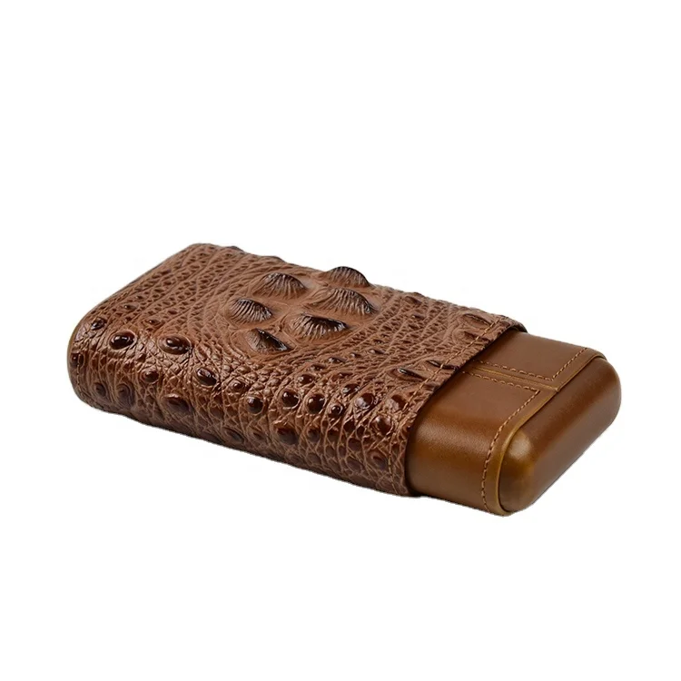 aluminum clip carry pink cigar box customized holder portable stingray leather cigar case with cutter