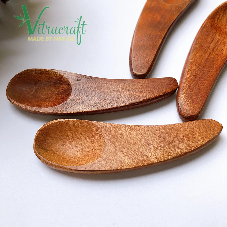 Handmade cosmetic wooden spoon Mini spoon Made from Vietnamese natural wood Face cream spoon Safe for your skin Size 6cm