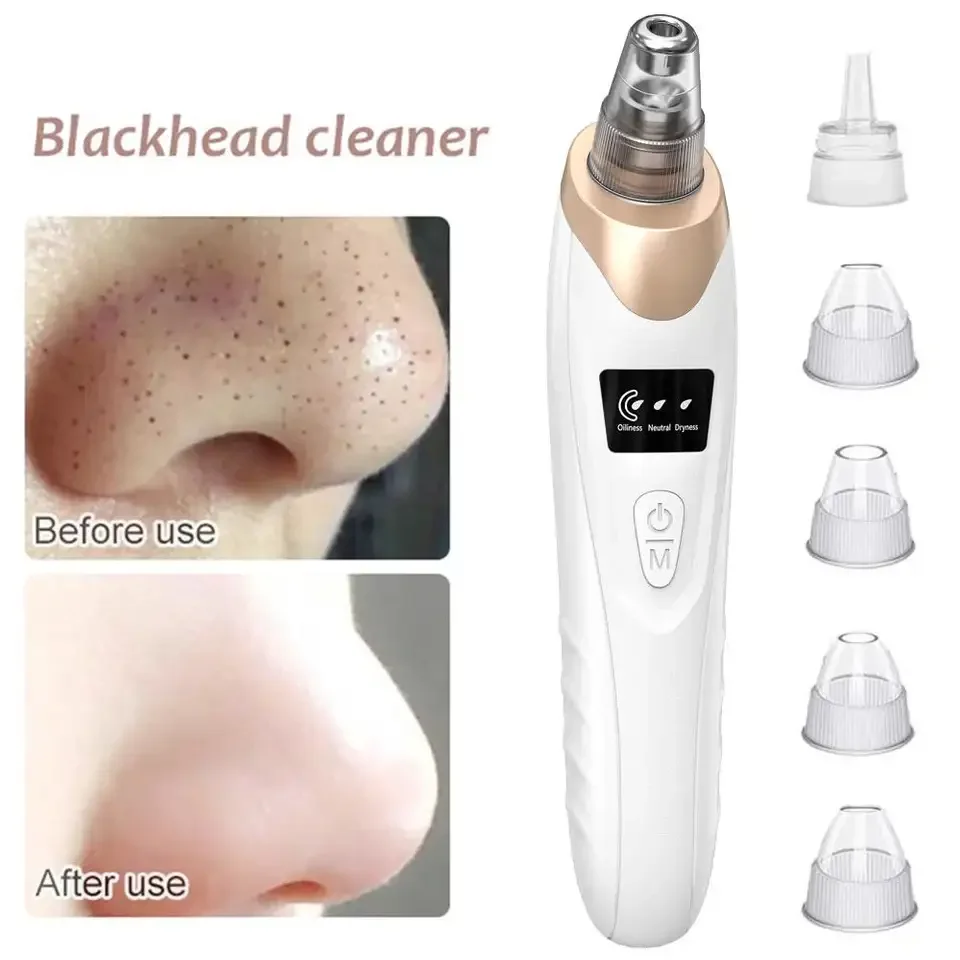 Wholesale beauty machine mini vacuum suction blackhead remover lcd display 5 replacement probs blackhead removal tool