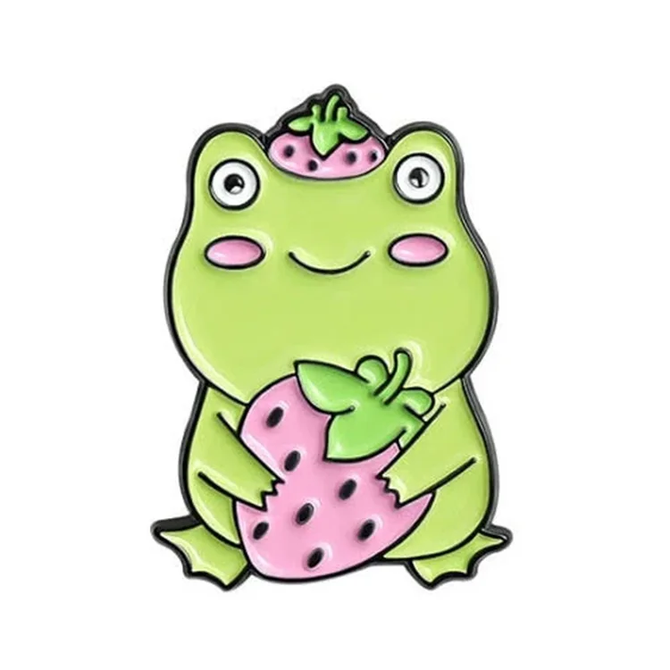 Cute Glitter Animal Mushroom Brooch Lapel Pin Badge Silk Screen Printing Tiny Frog Soft Hard Custom Pins Enamel