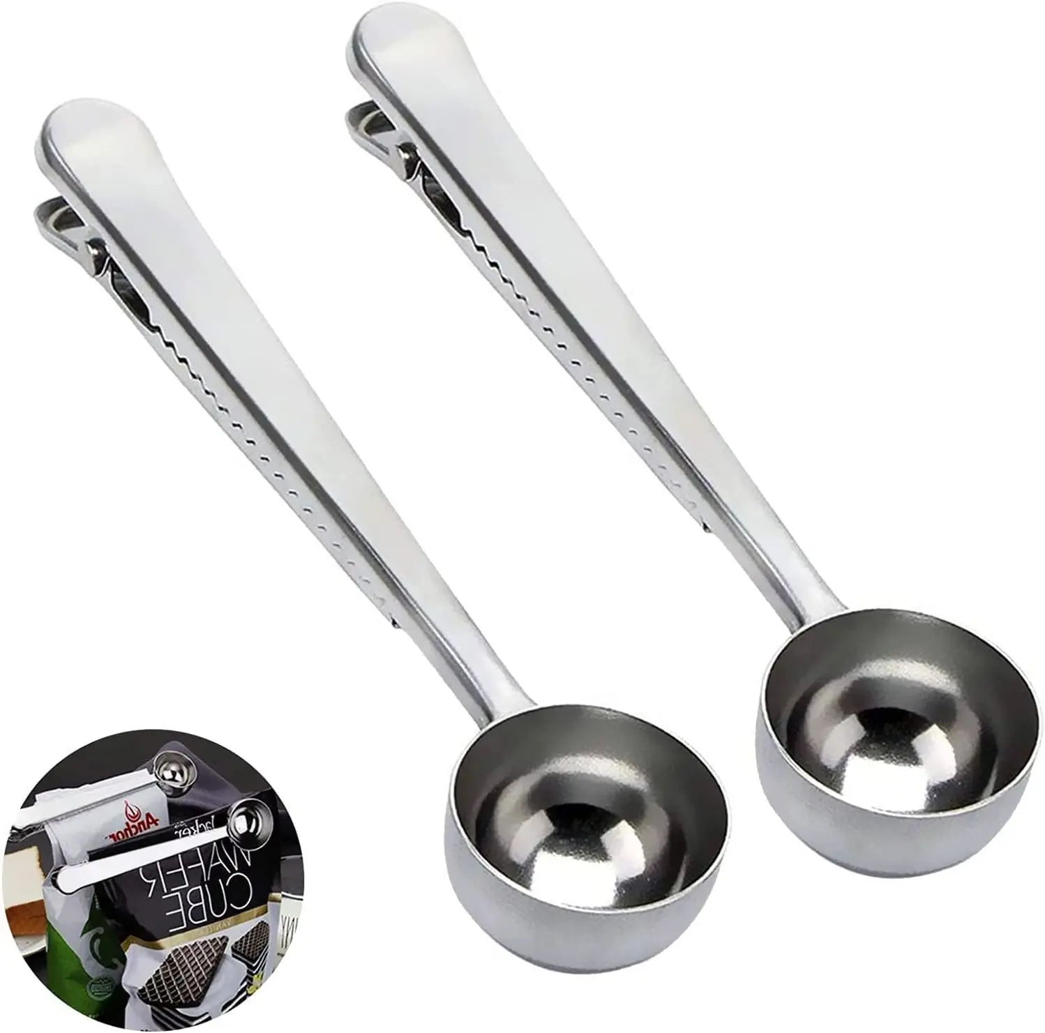 7 Inch Metal Coffee Tools With Bag Clip Coffee Measuring Spoon Food Grade Mini Matcha Spoon
