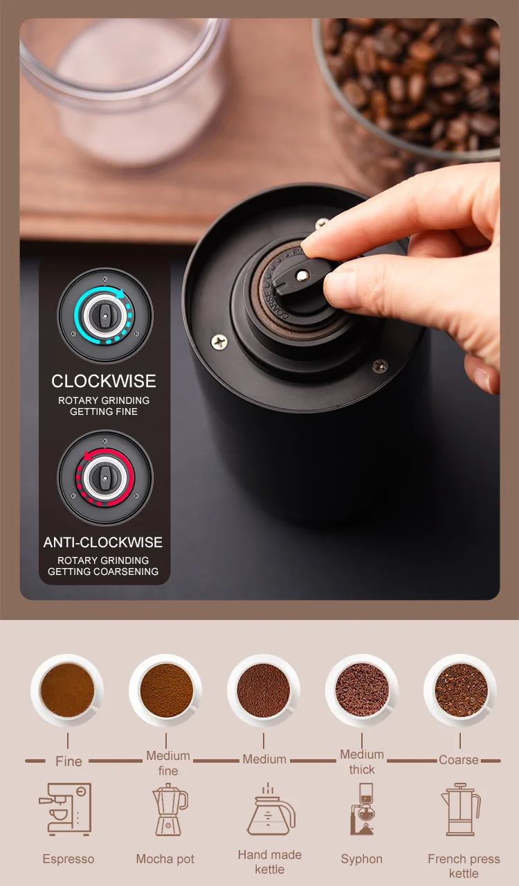 Portable Burr Coffee Grinder Rechargeable Automatic Coffee Grinder Electric Coffee Grinder