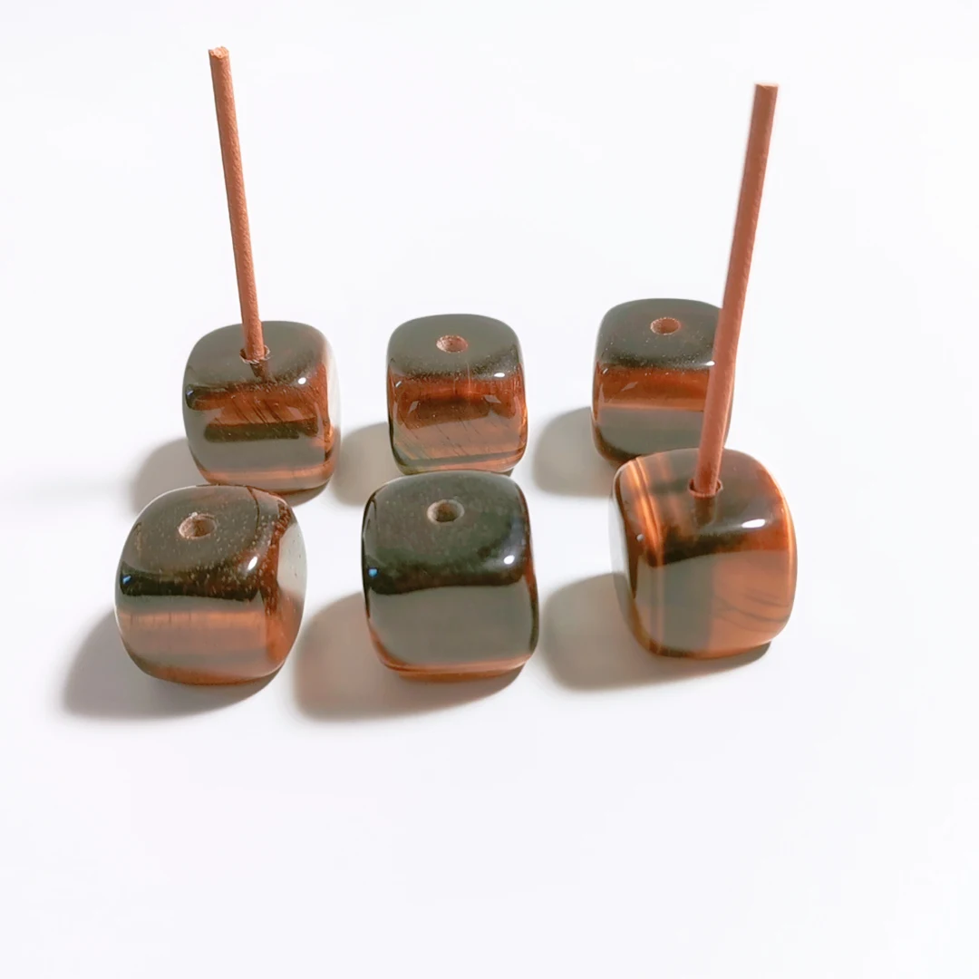 Wholesale Natural Stone Yellow Tiger Eye Carving Gem Incense Stick Holder Cube