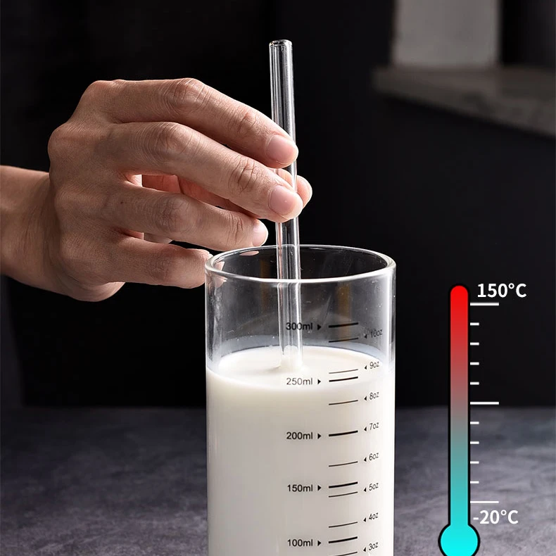 0.8 20cm Reusable Clear High Borosilicate Heat-Resistant Cocktail Straw Environmentally Friendly Glass Straws Logo Drinking