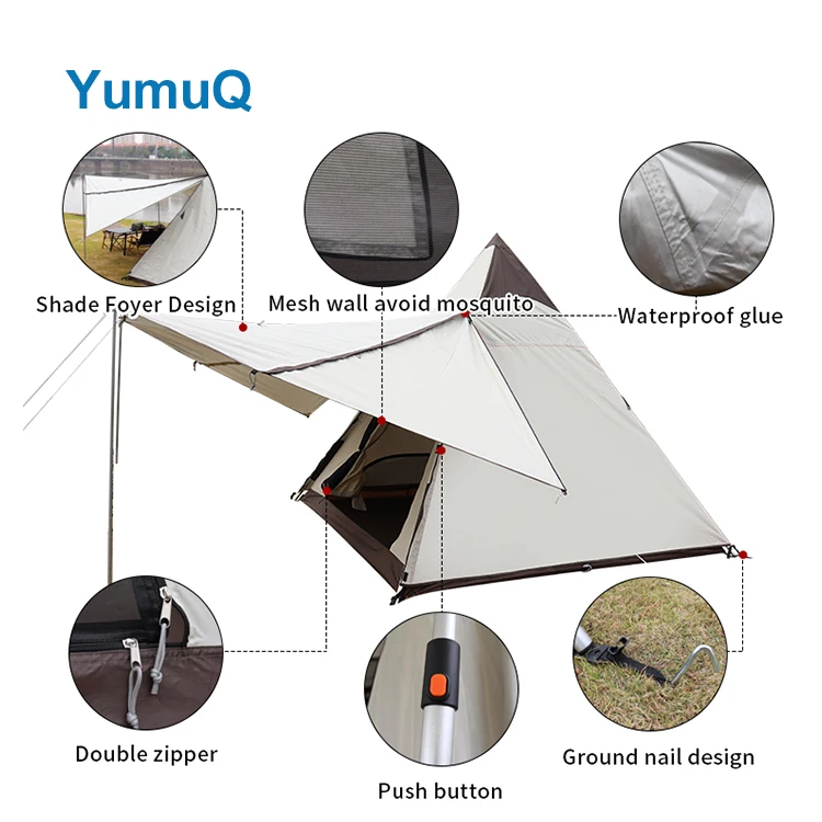 YumuQ Waterproof Camping Cotton Canvas Complete Adults Tipi Other Yurt Glamping Tent For Adults Packpacking