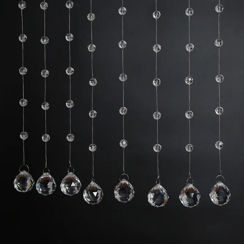 O-X392  Wholesale 100cm Crystal Clear Glass Bead Garland Crystal Hanging Strand Arch Beaded Crystal Curtain for Wedding Party