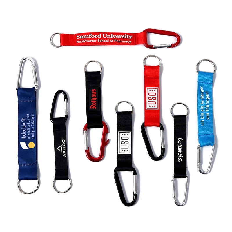Manufacturer Short Custom Keychain Lanyards Strap Promotional Carabiner Keychain