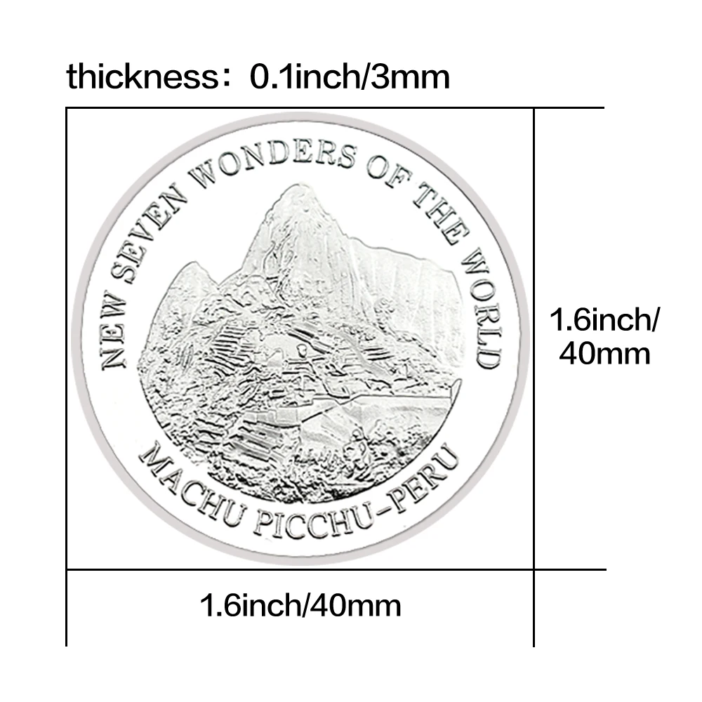 The Seven Wonders of The World Silver Plated Metal Commemorative Coins Collect Medals