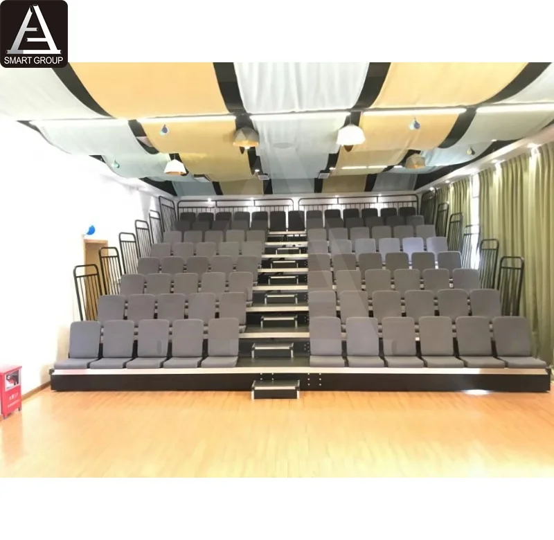 90 Seats Indoor Movable Retractable Bleacher Seating Used Telescopic Gym bleachers System Bleachers Stadium Seats For Sale
