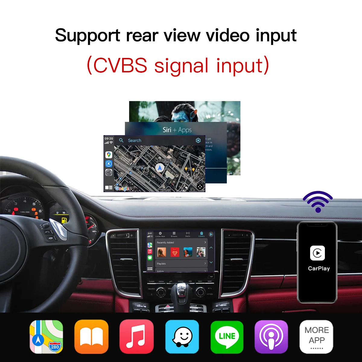 Autoabc Wireless Multimedia Carplay Android Module For Prosche PCM 3.1 Upgrade car radio head unit DVD player wireless mirroring