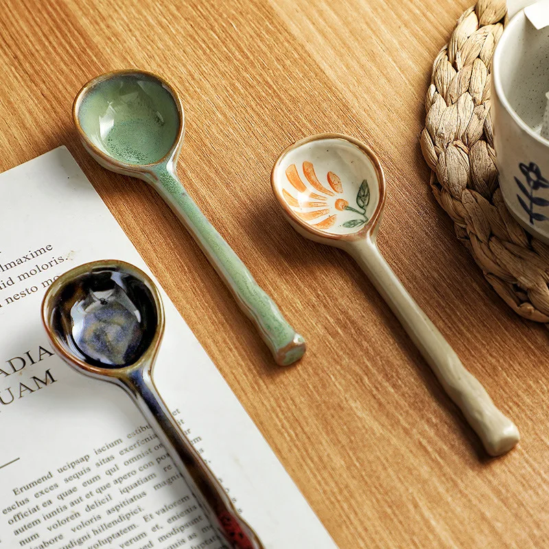 2022 Wholesale Ceramic Handle Spoons Soup Spoon