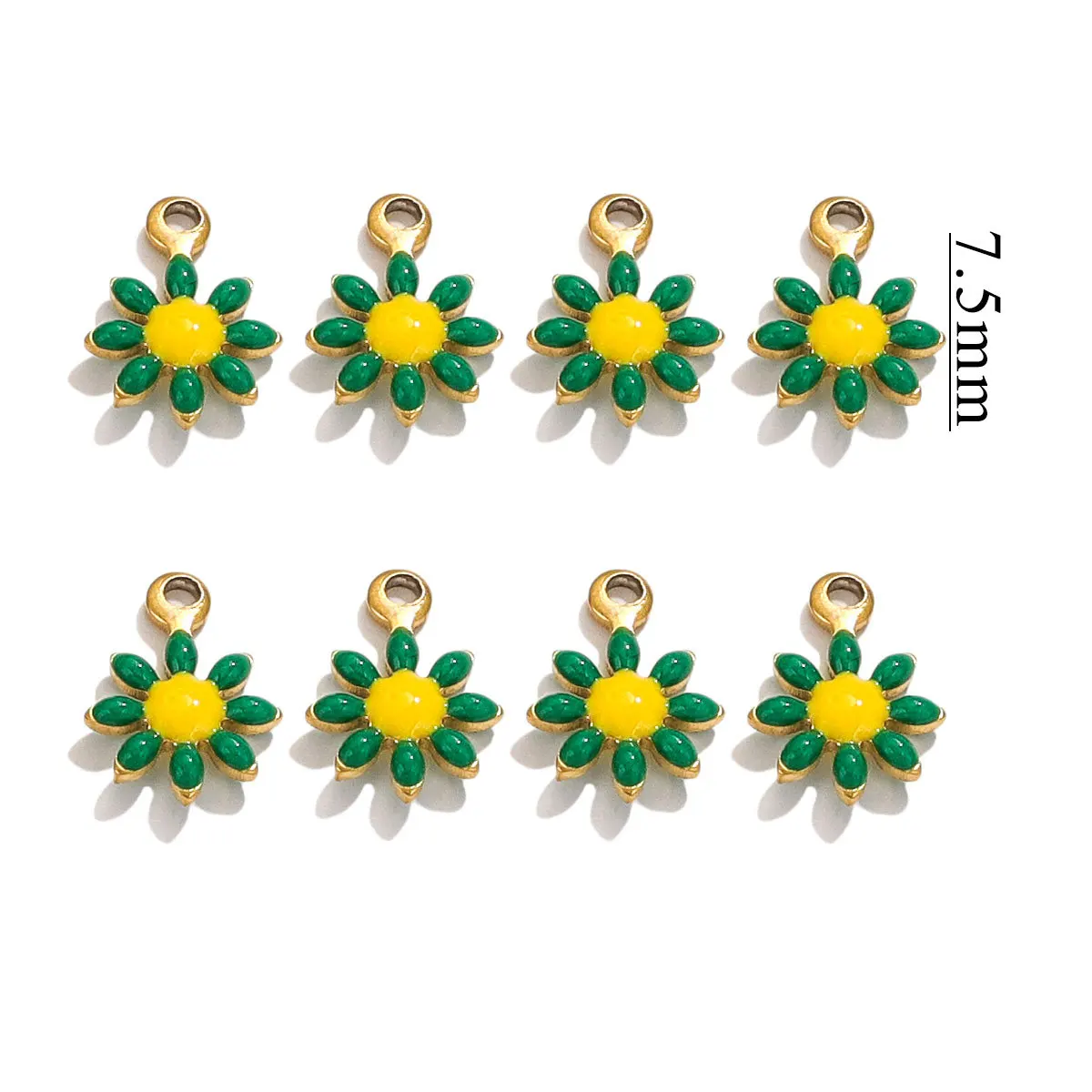 Vacuum Gold Plated Stainless Steel Small Dripping Oil Daisy Flower Charm for DIY Jewelry