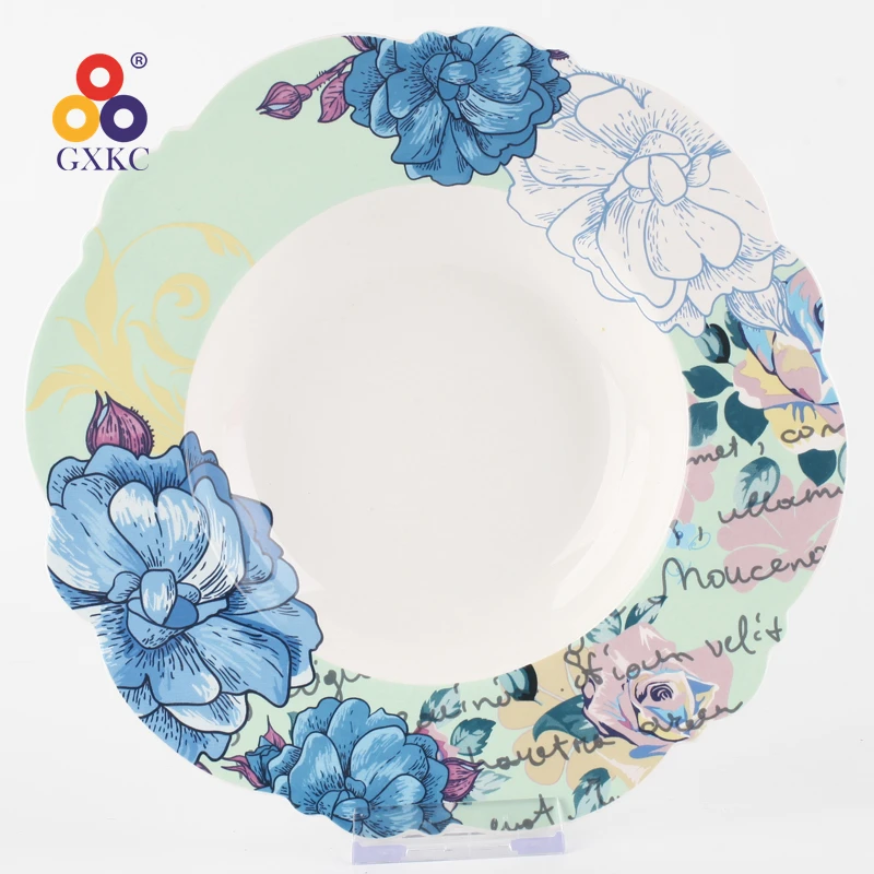 12-14 Inch Porcelain Flower Oval Shaped Dishes Plate Ceramic Fish Plates For Home Hotel Restaurant