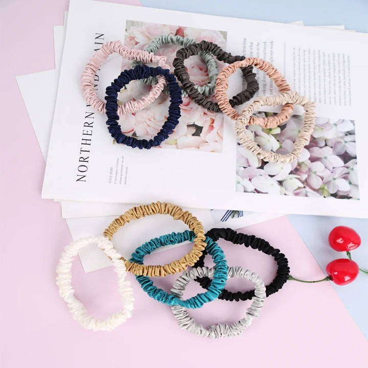 Designer 2022 Popular Color 100% Pure Silk For Hair Care Kids Girl 22MM Silk Hair Scrunchies