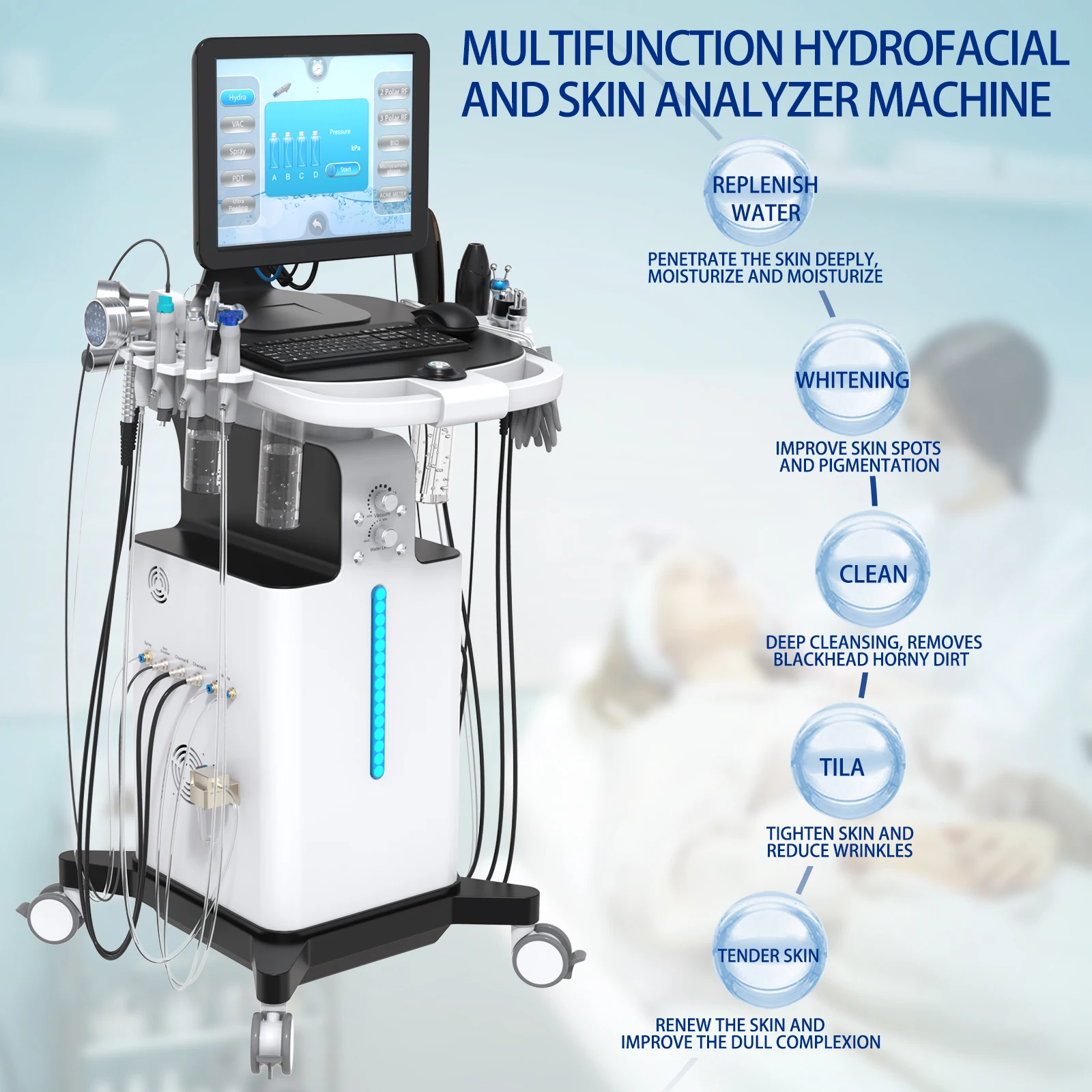 Аппарат для дермабразии лица H2o2 Aqua Peel алмазный пилинг и Hydrafaci 13 En 1 скребок подтяжки кожи увлажняющий