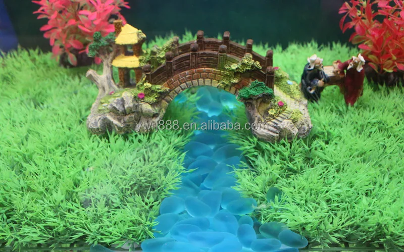 Fish tank landscape stone decorative aquarium landscape blue cashew glass pearl fluorite blue light crystal 1 kg