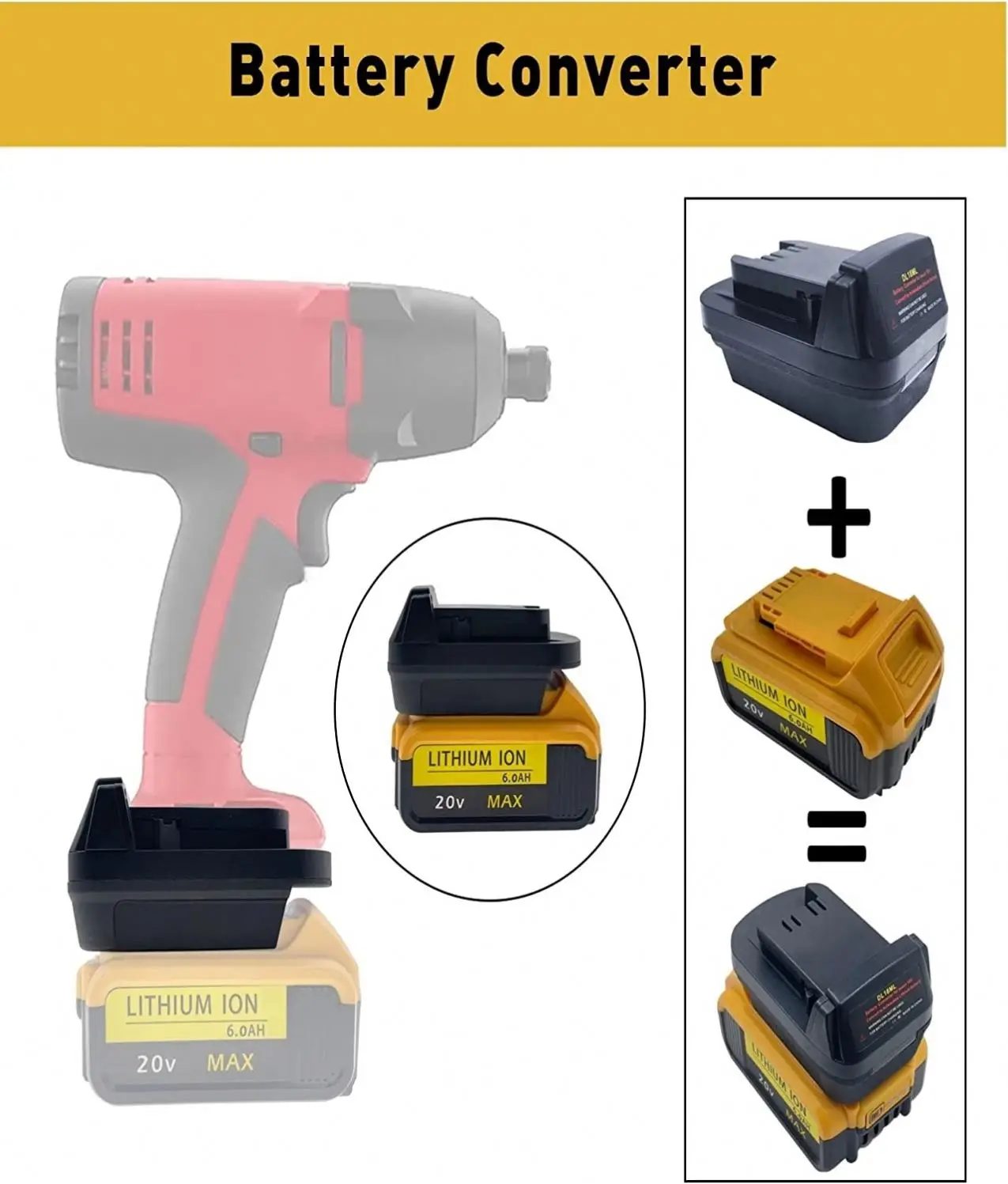 DL18ML Battery Adapter for De-walt 20V Lithium Ion Battery to Replace Milwau-kee 18V Tool Battery
