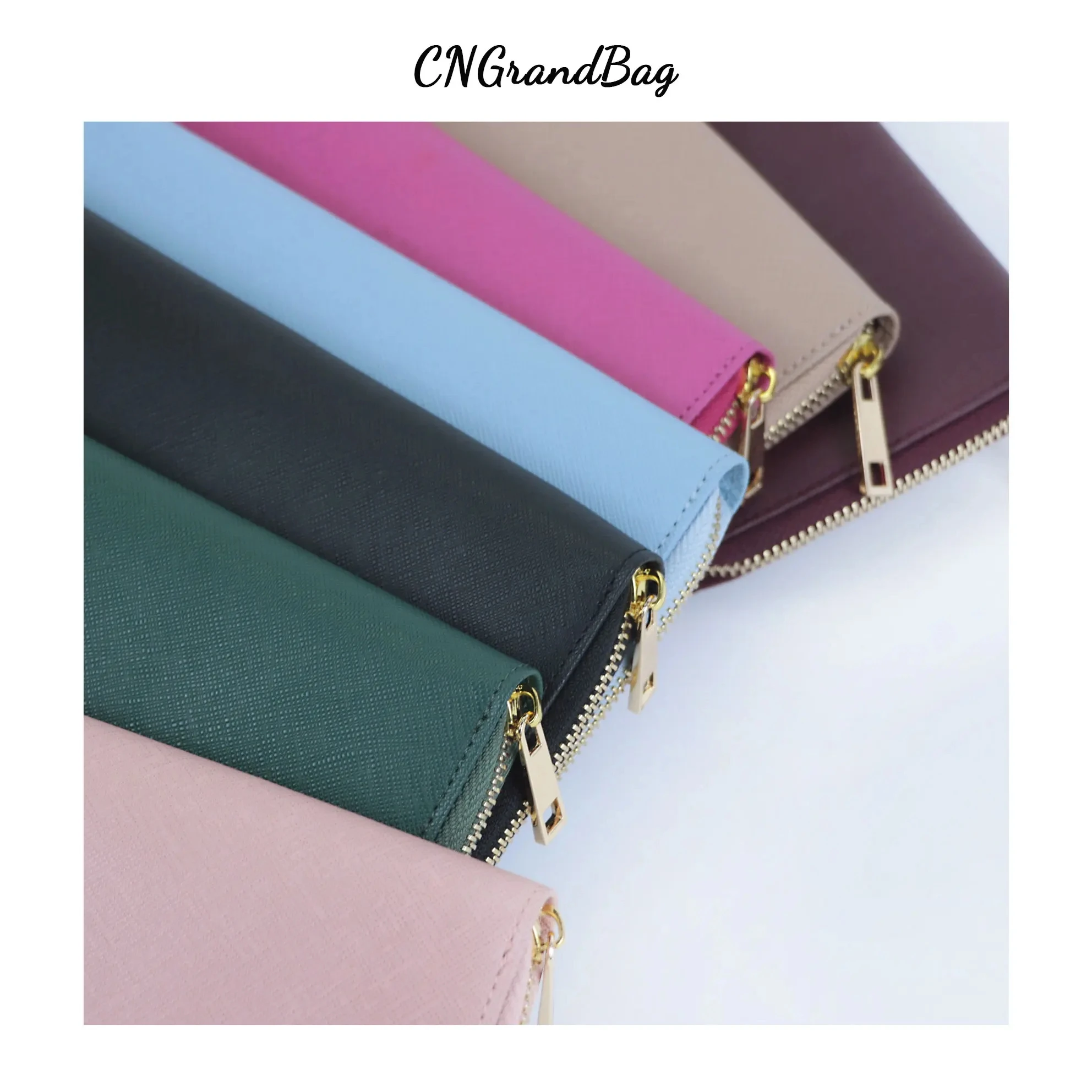 Simple Zipper Purses Long Clutch Wallet Soft Saffiano Leather Slim Travel Leather Wallets for Women and Men