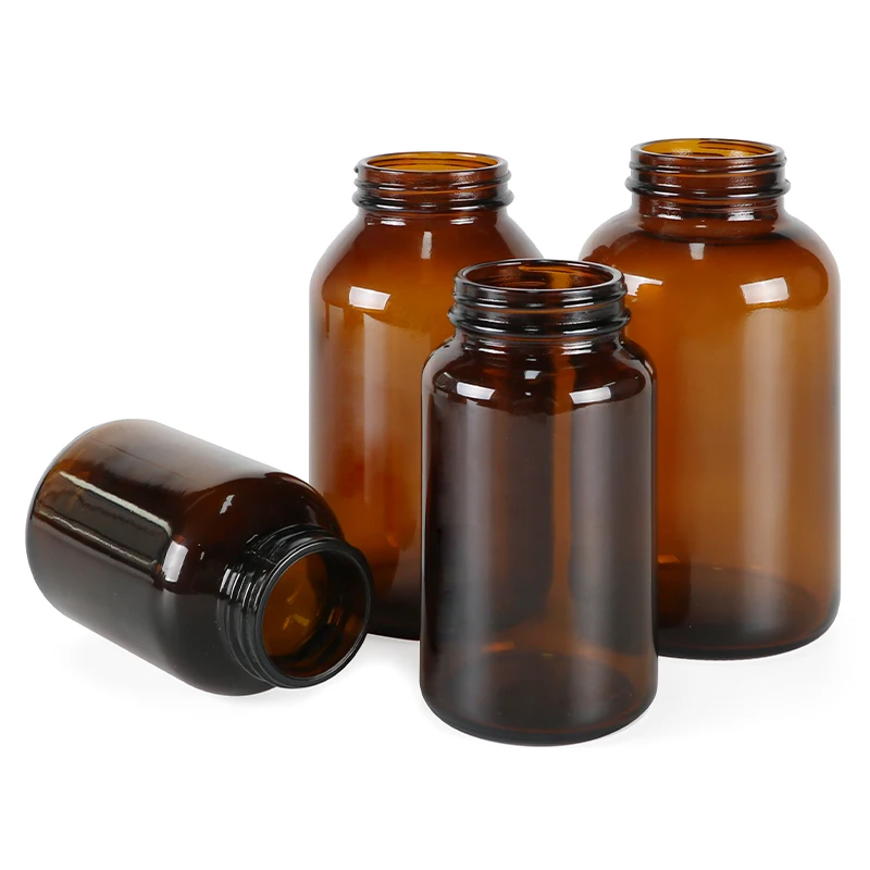 75ml 100ml 120ml 150ml 200cc 250ml amber wide mouth Pharmaceutical glass bottle Medicine Vitamin Capsule Tablet Glass Bottle