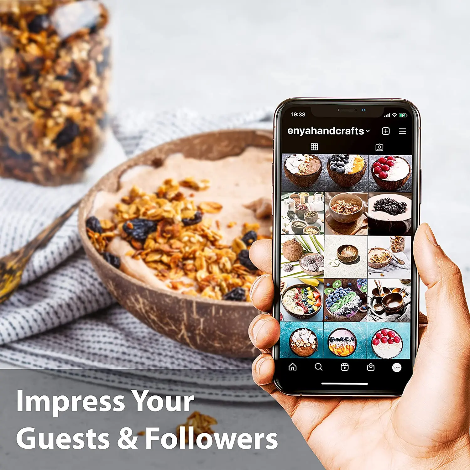 Premium 100% Natural Reclaimed Coconut shell Wooden Bowls For Smoothies