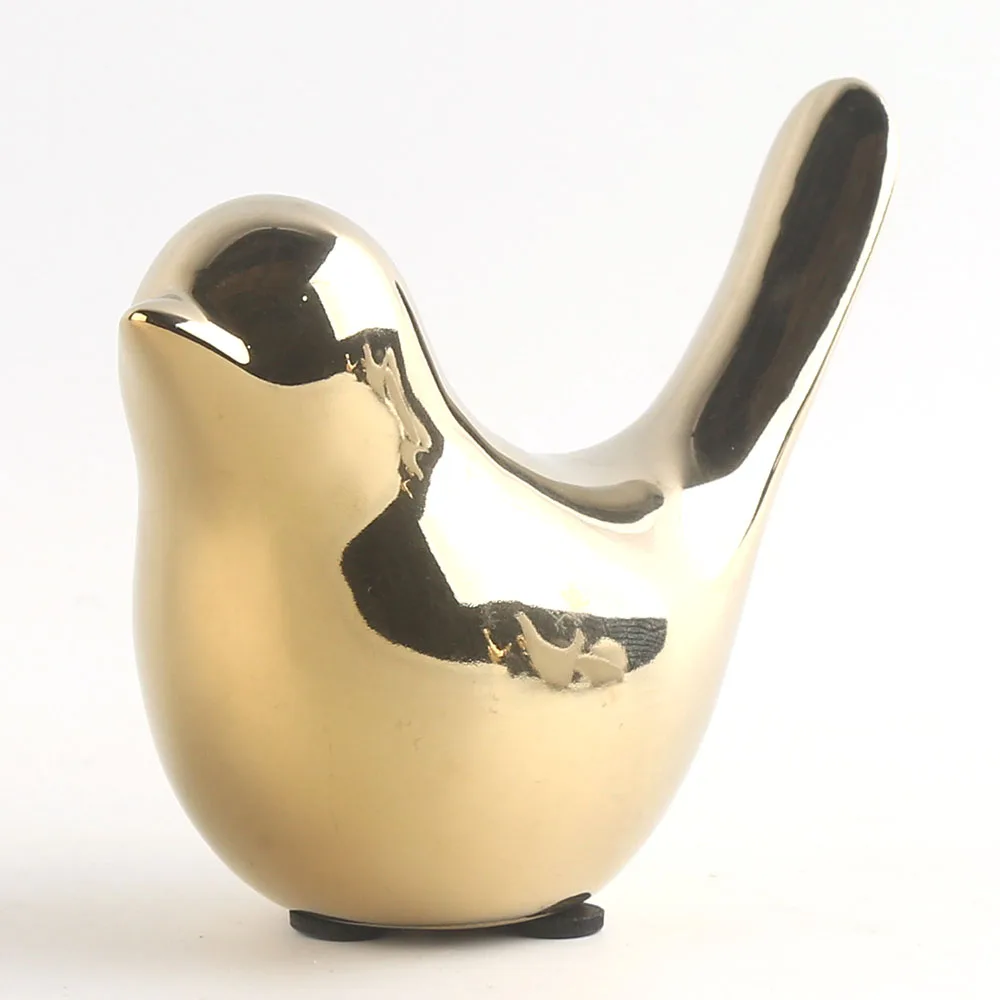 Elegant Graceful Luxury Ceramic Porcelain Home Decor Ornament Gold Bird