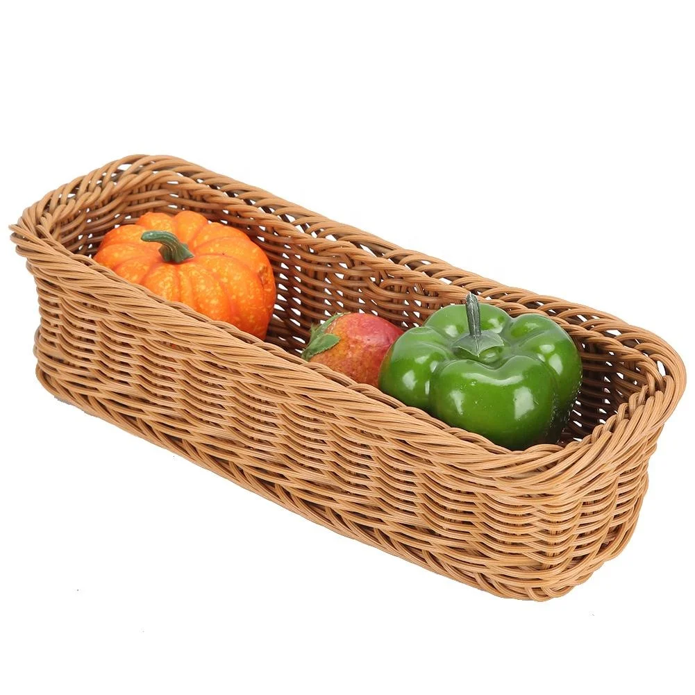 Oem Service Supply Rattan Handmade Weaving Kitchen Cutlery Plastic Storage Basket Plastic Wicker