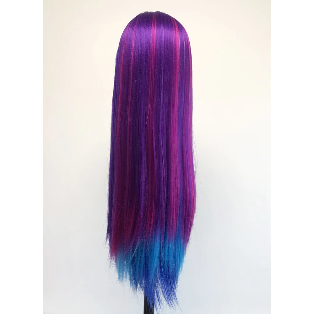 26 inch Silky Straight Training Maniquin Head With yaki  Synthetic hair Doll Head Rainbow Training Mannequin Head
