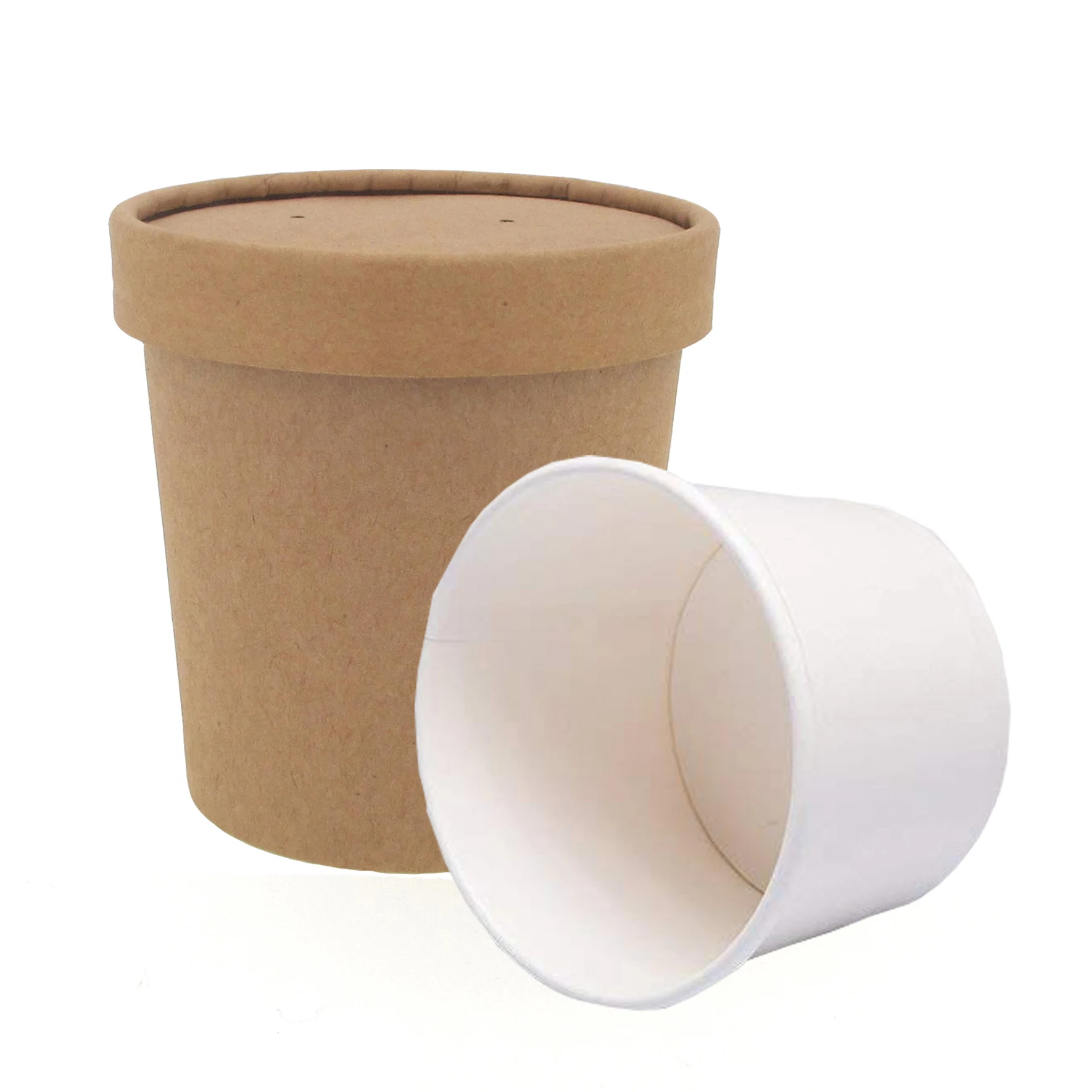 B12 Oz-Top 92 Disposable 12 OZ Bio Soup Container Kraft Paper Well Match With 2 Layer Lid