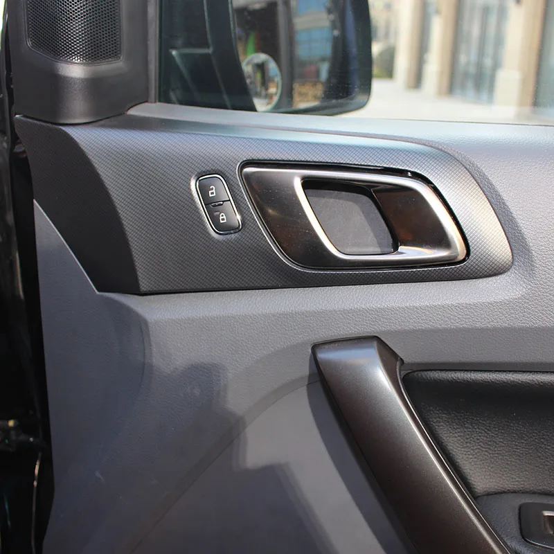 4Pcs Carbon Fiber Car Interior Door Handles Outer Frame Cover Trim Car Accessories for Ford RANGER 2015 2016 2017 2018 2019 2020