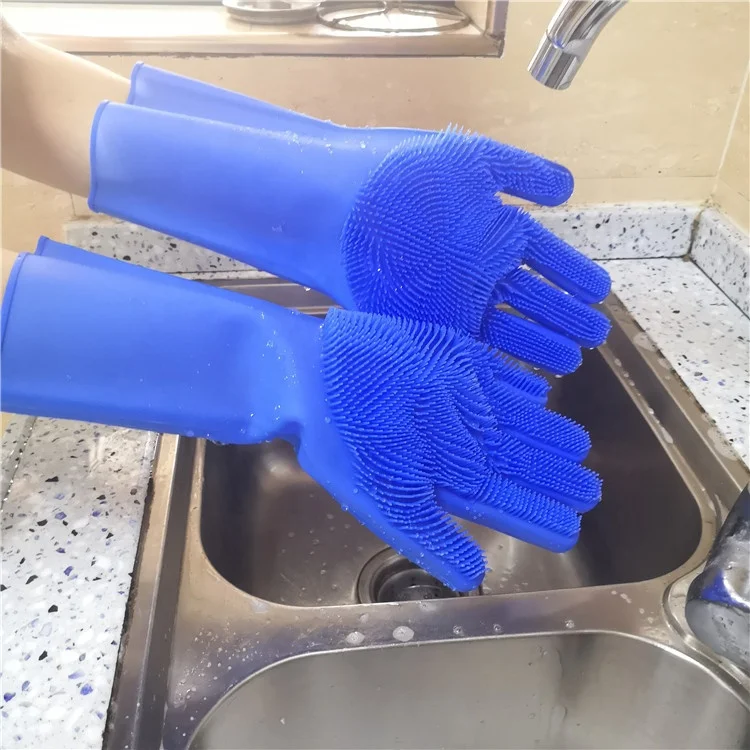 Hot sale waterproof dish washing household gloves rubber kitchen cleaning gloves reusable silicone gloves