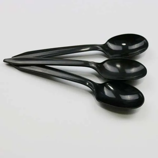 Wholesale 10 Cent Items Black PP Disposable Plastic Spoon