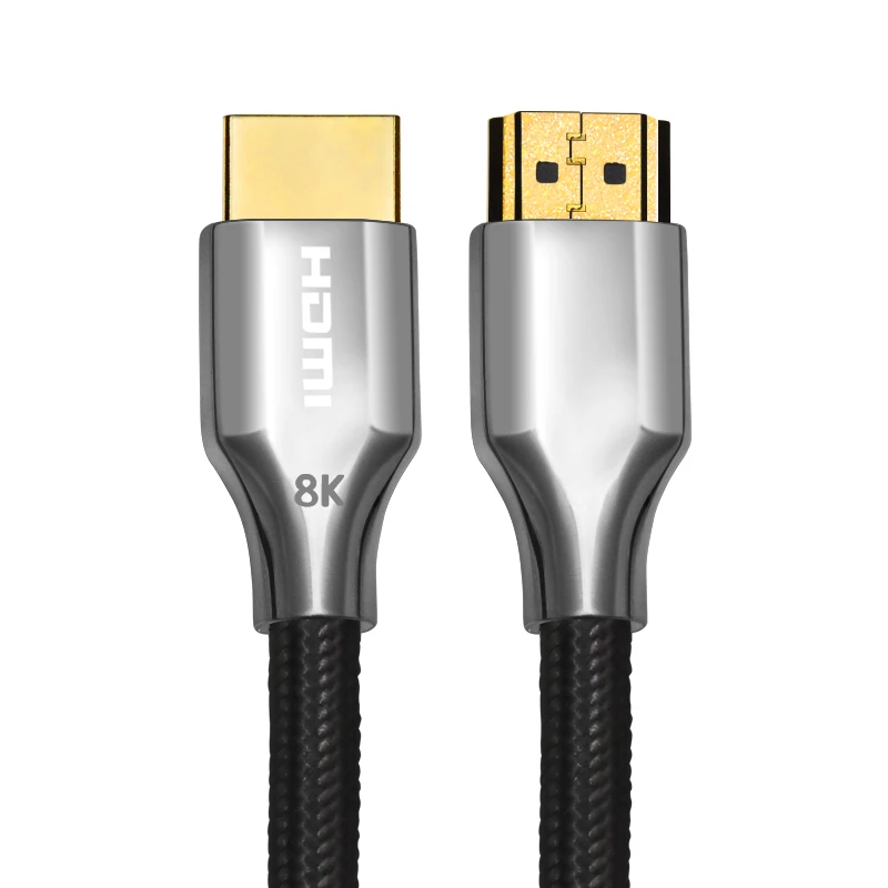 Poshshine Manufacture Hdmi Cable Male To Male Support 8K 60Hz Wholesale Price Zinc Alloy Silver Colour Customize 8K Hdmi Cable