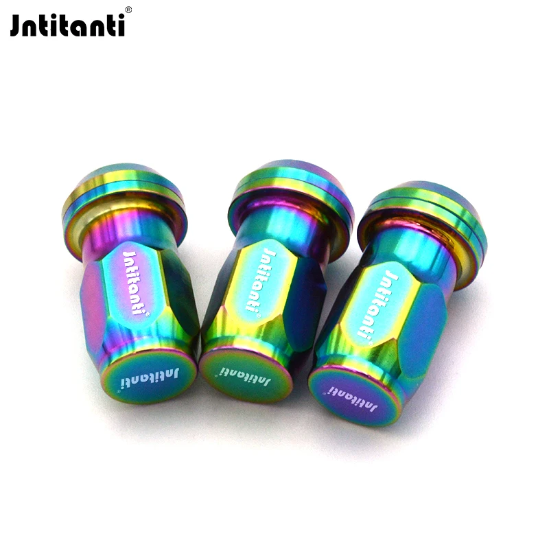 Rainbow Color Closed End Color 17mm Hex Floating 60 Degree Cone Seat Gr.5 Titanium Alloy Auto Wheel Rim Lug Nuts  M12*1.5*40mm