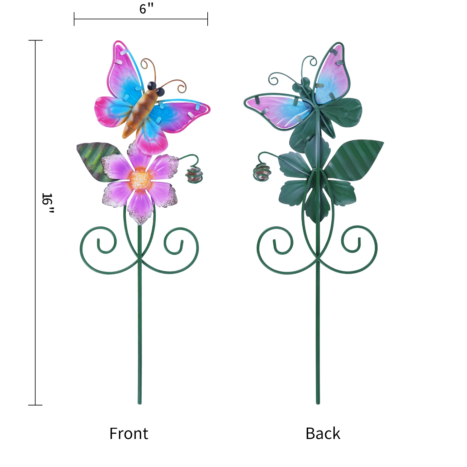 Topadorn Bee Butterfly and Dragonfly Set of 3 Garden Stakes Outdoor Plant Pick Waterproof Metal Flower Garden Stakes