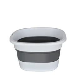 Gray Foldable Foot Bath Bucket Bathroom Space Saving Durable High Temperature Resistance Wash Basin