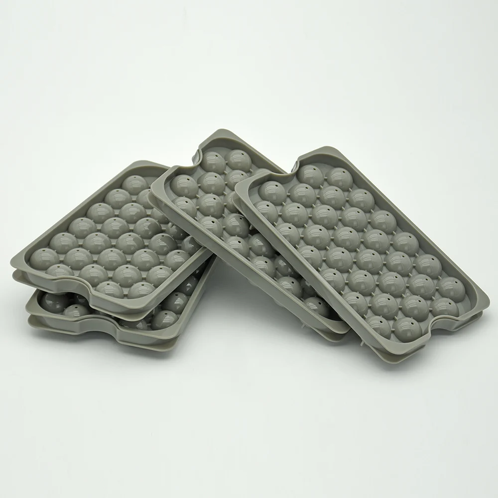 Custom New Upgraded plastic mini ice round ball maker plastic ice cube with scoop and storage bin