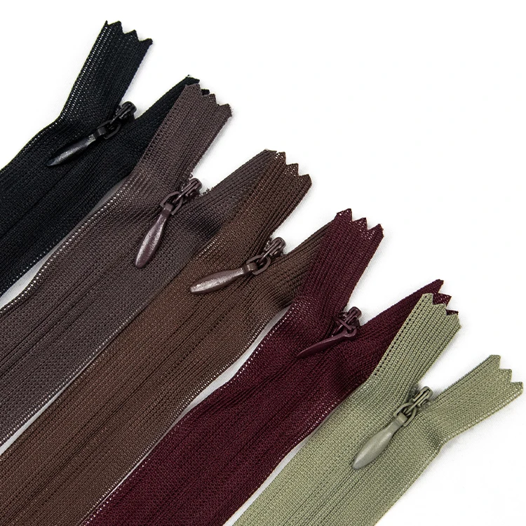 Garment accessories #3 #5 black colored custom all colour long chain roll cloth nylon zip fabric tape invisible zipper