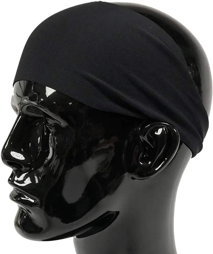 
Black wide sport headband, workout hairband high elastic moisture running fit yoga sweatband custom logo promotion gift 