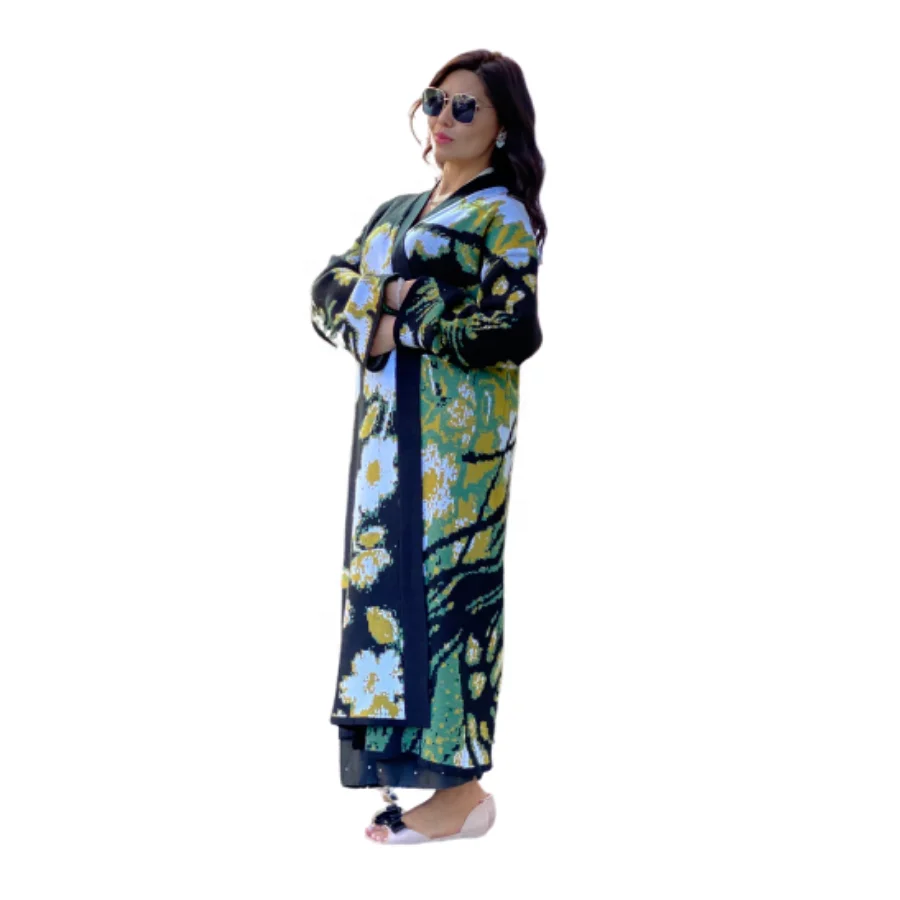 Теплый длинный вязаный кардиган «Сакура», женская одежда 2021