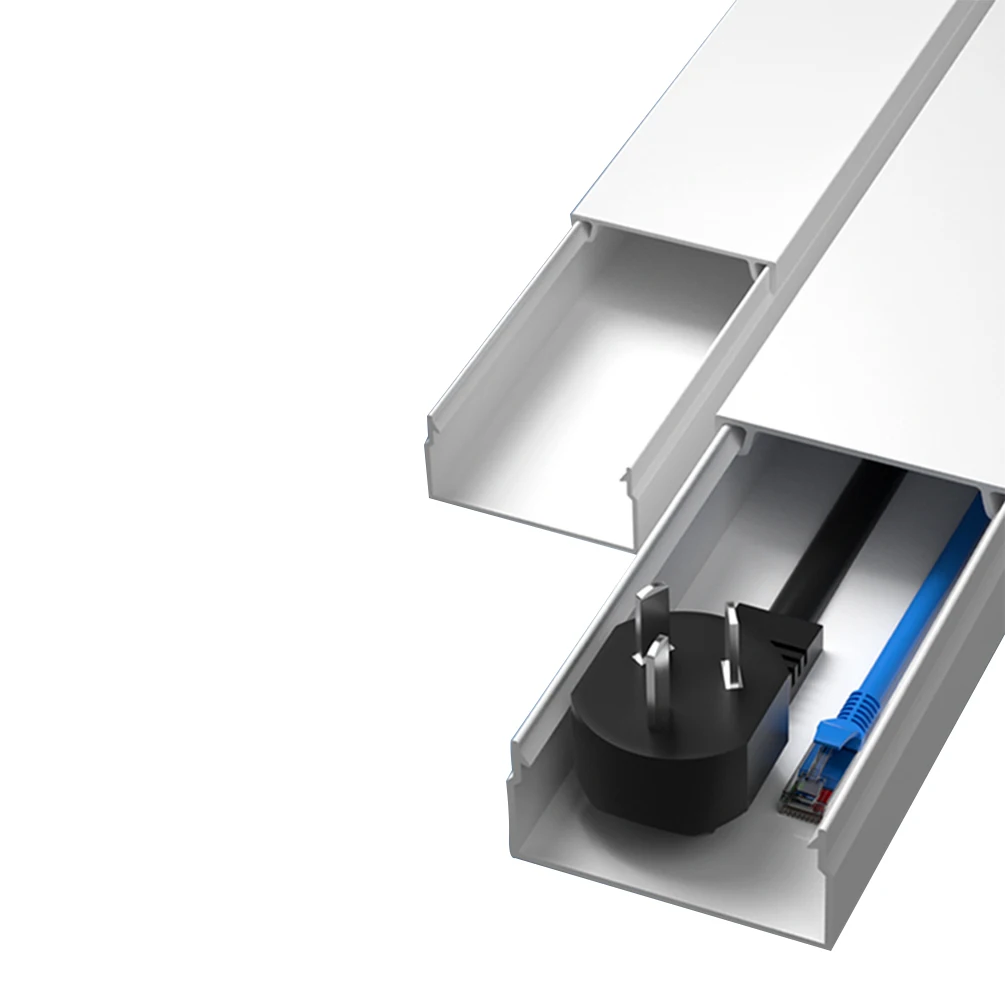 White Flame Retardant Security Protection Wire Duct 100*80 Pvc Plastic Cable Trunking electrical pvc cable trunking