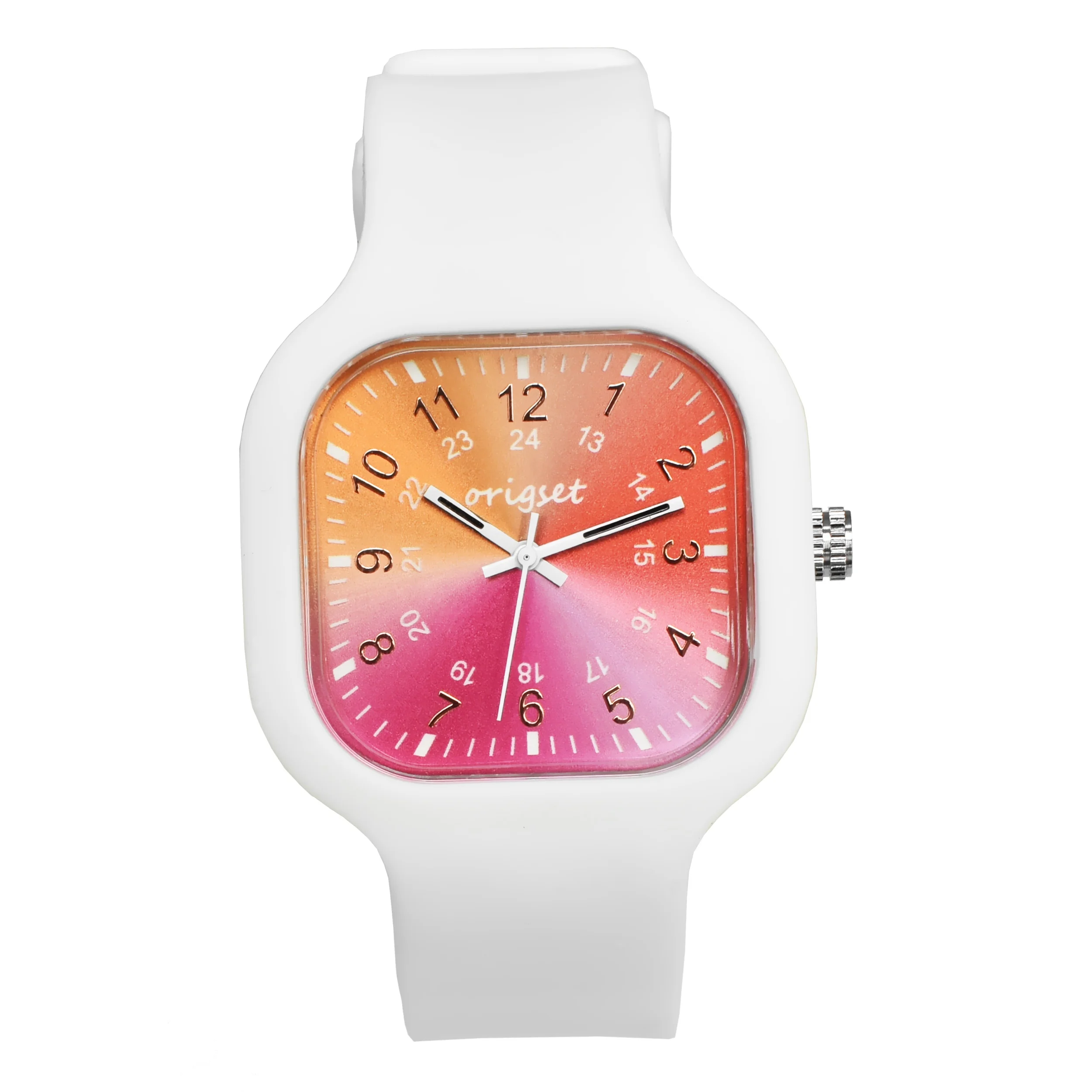 New Design White Sports Quartz Watch with Jelly Silicone Band Color Dial Custom Logo Printing Hot Sale Dial Diameter nurse watch