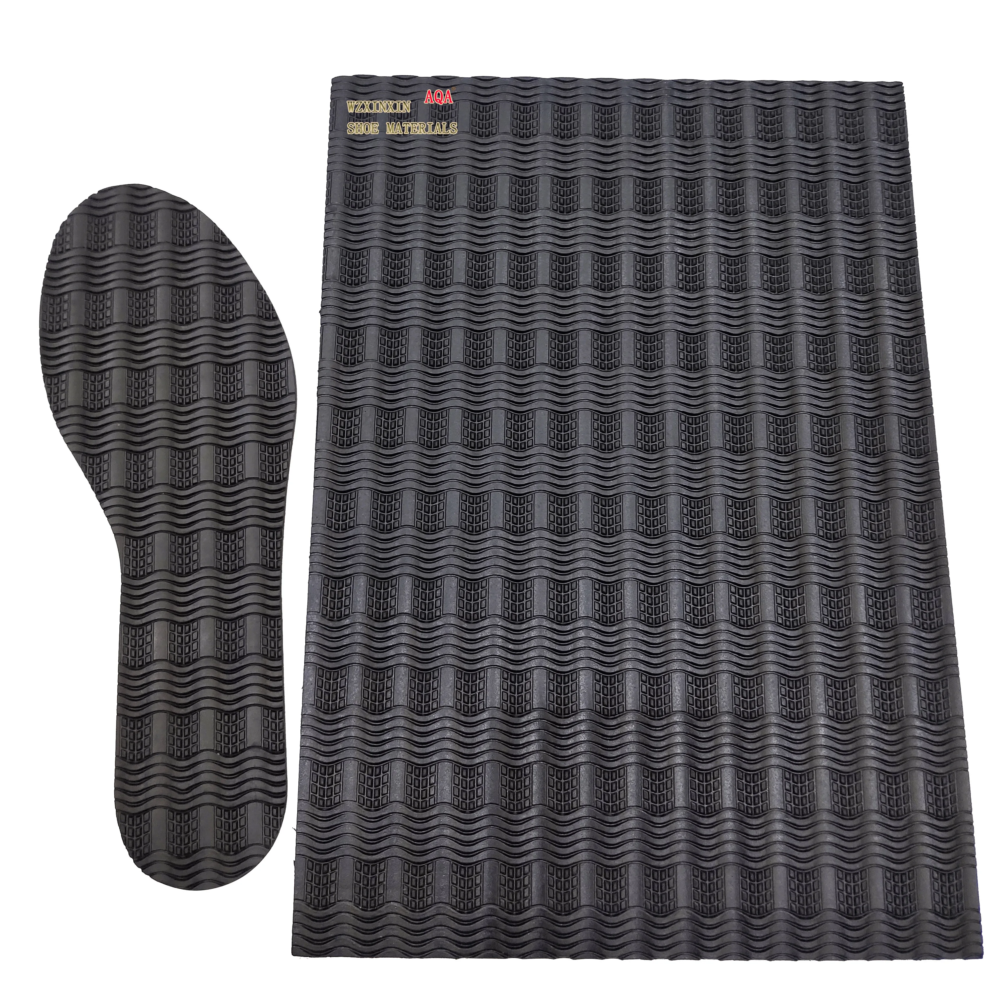 China factory wear resistant antislip wave with dots design rubber outsole sheet for sandals and slippers